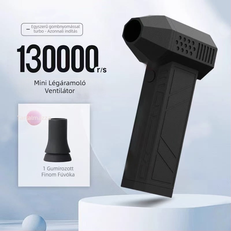 Kézben tartható penge nélküli autóventilátor, 4 sebesség, 120W, 12V, beépített akkumulátor 2000–4000mAh, brushless motor