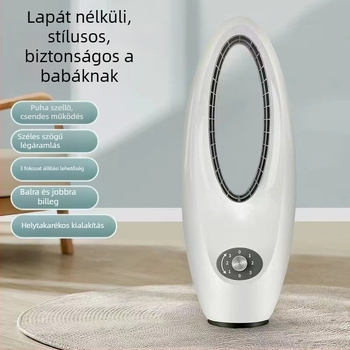 Háztartási asztali lapát nélküli ventilátor, oszcilláló balra-jobbra, csendes kialakítás, 45W, 220V, 3 fokozat, természetes szél