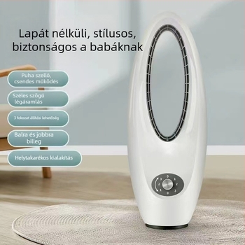 Háztartási asztali lapát nélküli ventilátor, oszcilláló balra-jobbra, csendes kialakítás, 45W, 220V, 3 fokozat, természetes szél