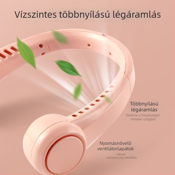 Nyakban rögzíthető ventilátor, USB-töltés, beépített akkumulátor 1200–2000 mAh, 3 sebesség, lapát nélküli
