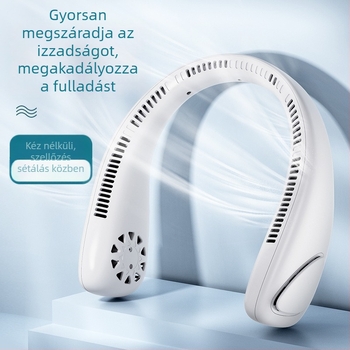 Lapát nélküli nyakventilátor — hordozható, USB-töltés, csendes, 3 sebesség, brushless motor, beépített 1000–1200 mAh akkumulátor