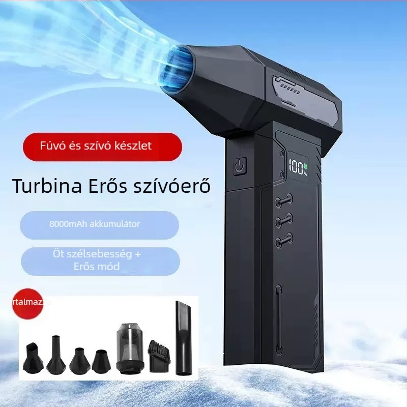 Kültéri hordozható vezeték nélküli ventilátor turbó brushless motorral – por eltávolítása, hófújás és szívás, mindez egy kézi ventilátorban