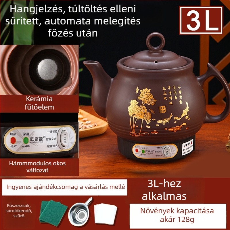 Kerámiás dekociós edény OFN01, 2-3 L, 220V, 450W, KSD ugró termosztát, gombos vezérlés, 1 személyre