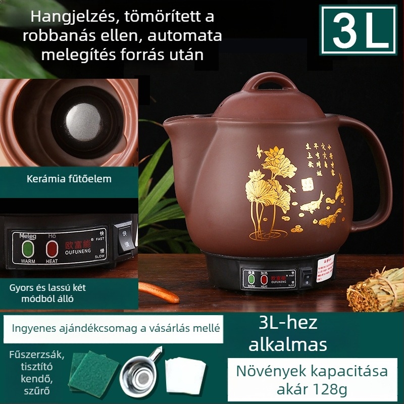 Kerámiás dekociós edény OFN01, 2-3 L, 220V, 450W, KSD ugró termosztát, gombos vezérlés, 1 személyre