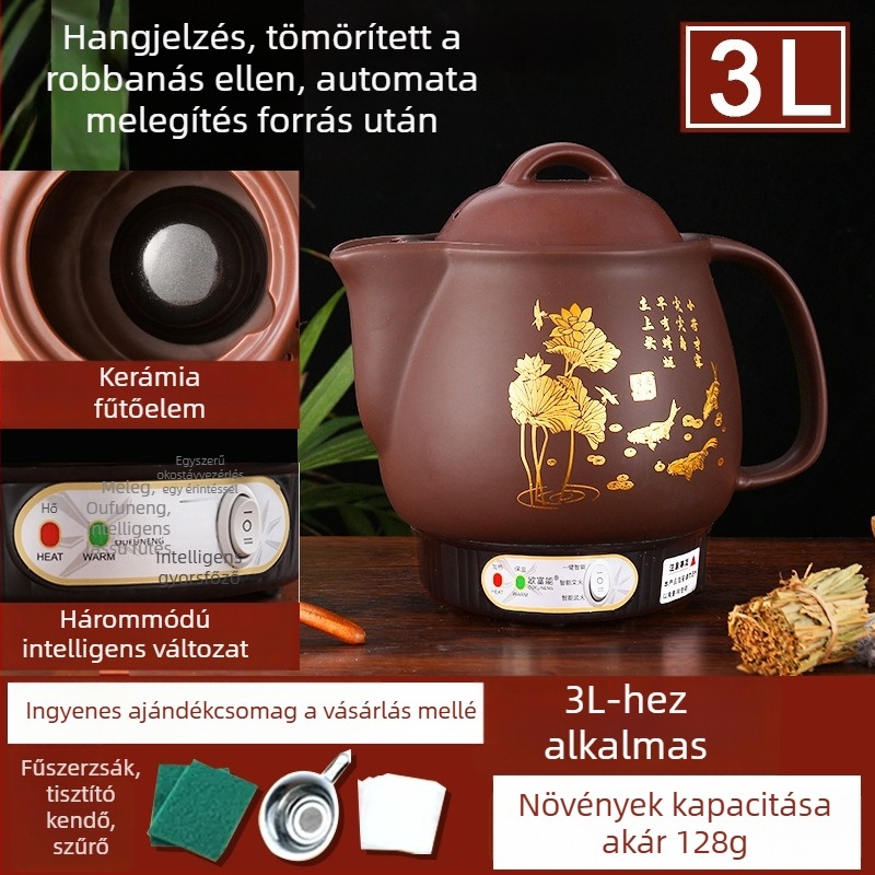 Kerámiás dekociós edény OFN01, 2-3 L, 220V, 450W, KSD ugró termosztát, gombos vezérlés, 1 személyre