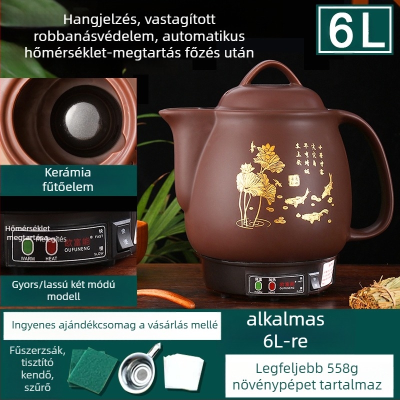 Kerámiás dekociós edény OFN01, 2-3 L, 220V, 450W, KSD ugró termosztát, gombos vezérlés, 1 személyre