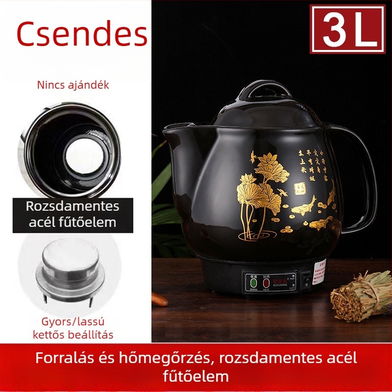 Kerámiás dekociós edény OFN01, 2-3 L, 220V, 450W, KSD ugró termosztát, gombos vezérlés, 1 személyre