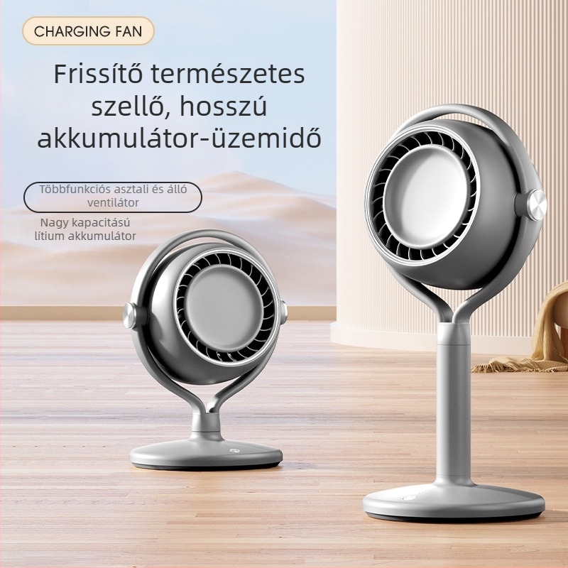 Pengé nélküli USB‑töltős asztali ventilátor – kompakt függőleges légáramlás kollégiumba