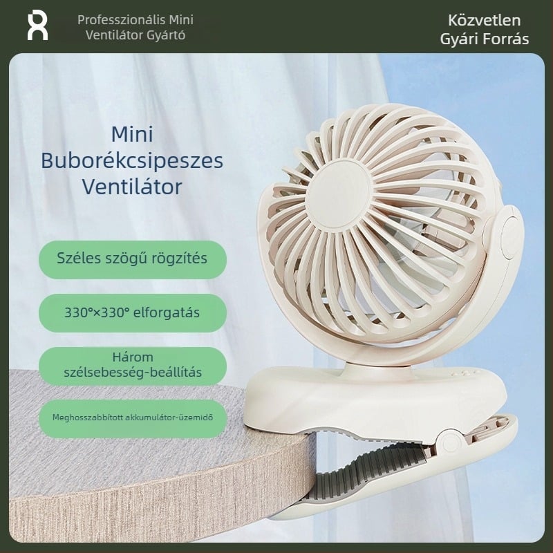Új kompakt klipszes ventilátor – mini, kültéri hordozható USB-töltésű, otthonra, kollégiumba és az asztalhoz.