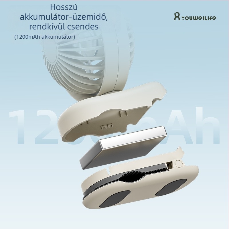 Új kompakt klipszes ventilátor – mini, kültéri hordozható USB-töltésű, otthonra, kollégiumba és az asztalhoz.
