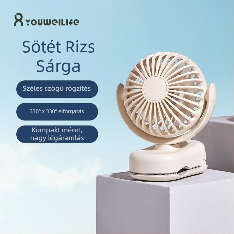 Új kompakt klipszes ventilátor – mini, kültéri hordozható USB-töltésű, otthonra, kollégiumba és az asztalhoz.