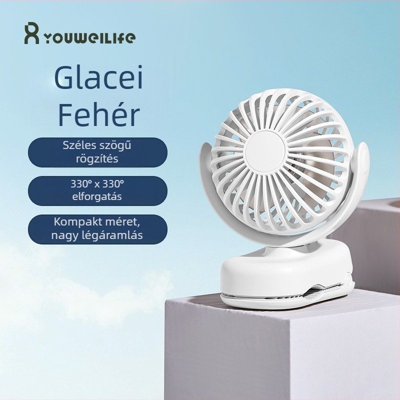 Új kompakt klipszes ventilátor – mini, kültéri hordozható USB-töltésű, otthonra, kollégiumba és az asztalhoz.