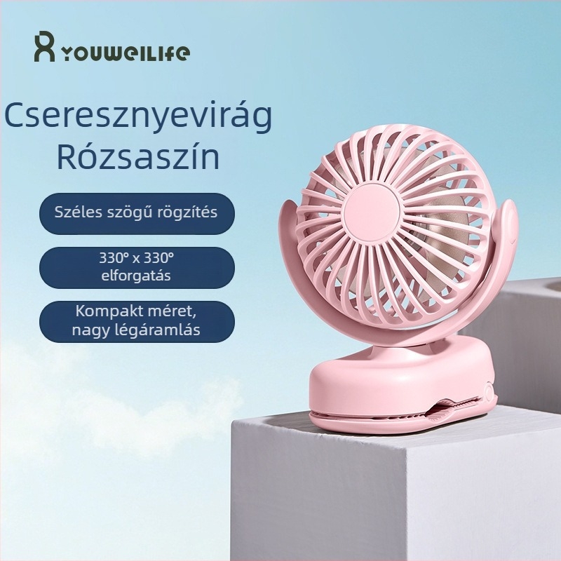 Új kompakt klipszes ventilátor – mini, kültéri hordozható USB-töltésű, otthonra, kollégiumba és az asztalhoz.