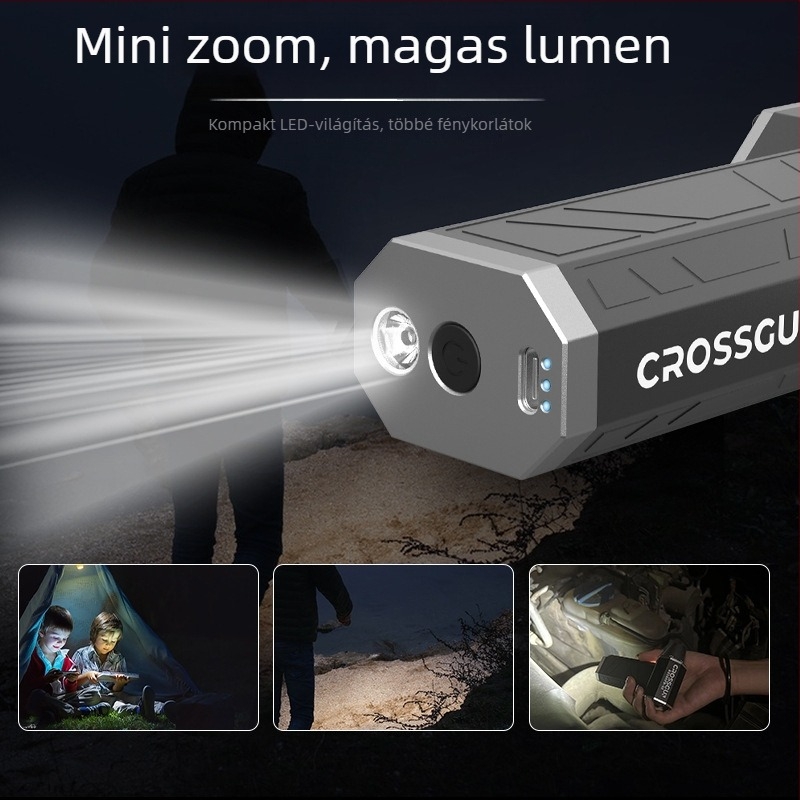 CROSSGUN Lapát nélküli hordozható turbó ventilátor, 120W, 12V, beépített 1000–1200mAh akkumulátor, 4 sebesség, vákuum funkció