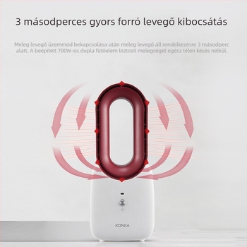 Konka lapát nélküli asztali fűtőventilátor, 700W, 220V, 36–45 dB, brushless motor