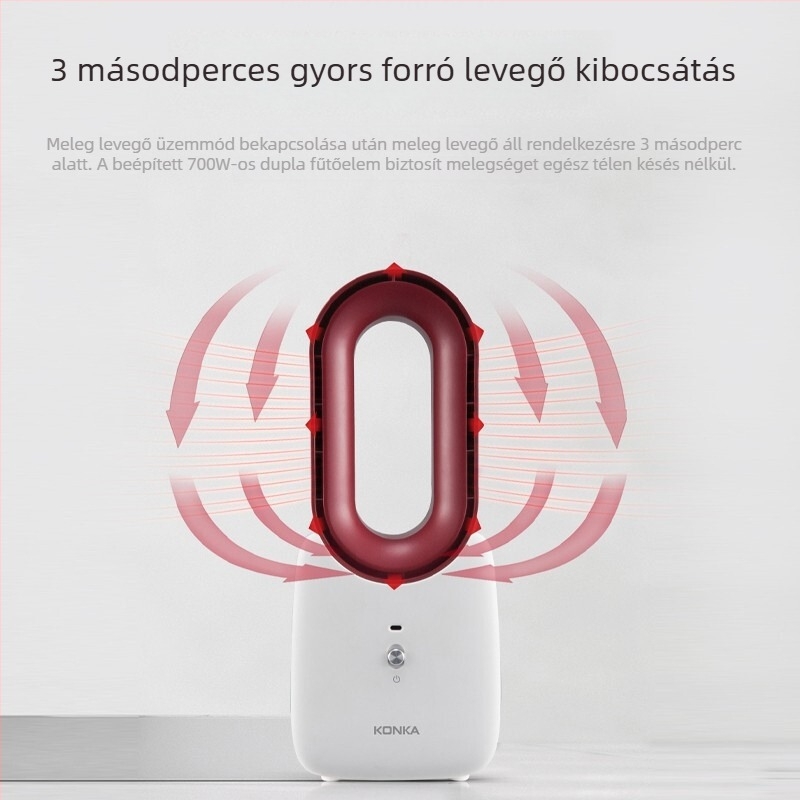 Konka lapát nélküli asztali fűtőventilátor, 700W, 220V, 36–45 dB, brushless motor
