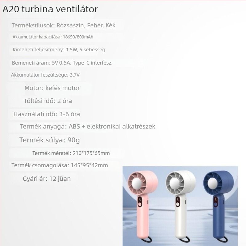 2025 új kézi ventilátor kültéri használatra, hordozható, öt sebességes, állítható, erőteljes és csendes, mini újratölthető ventilátor