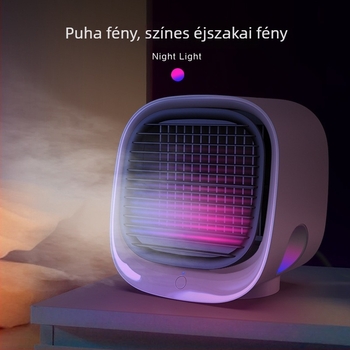 Vízhűtéses asztali ventilátor otthonra és irodába, csendes működés, brushless motor, USB 5V/2W, zaj <36 dB, 10 m² hatókör, 3 sebesség