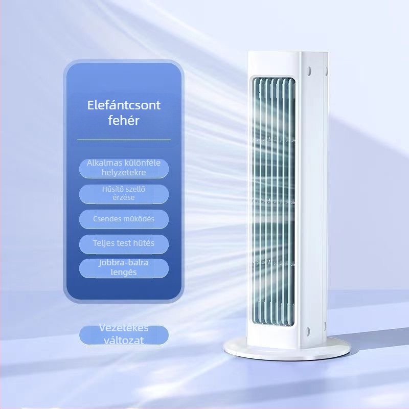 Lapát nélküli hordozható asztali ventilátor USB töltéssel, beépített akkumulátor 1200–2000mAh, 3 sebesség, zaj <36 dB(A), ABS ház, falra szerelhető
