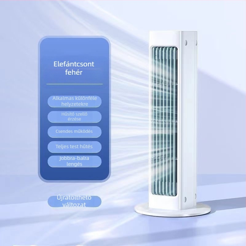 Lapát nélküli hordozható asztali ventilátor USB töltéssel, beépített akkumulátor 1200–2000mAh, 3 sebesség, zaj <36 dB(A), ABS ház, falra szerelhető