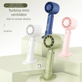 Kézi USB töltésű bladeless ventilátor, kompakt asztali kivitel, beépített 500–800 mAh akkumulátor, 3 sebesség, zaj < 36 dB