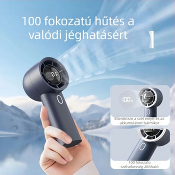 Kompakt asztali klipszes ventilátor USB töltéssel, mini hordozható, beépített akkumulátorral, 5 lapát, csendes brushless motor