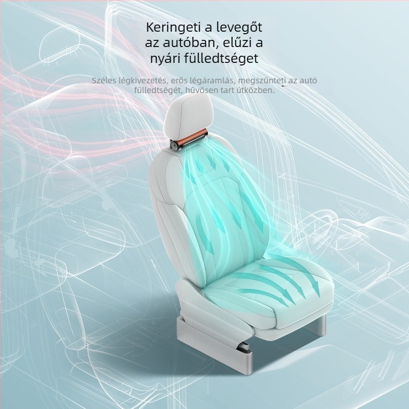USB autóhátsó üléshez készült bladeless ventilátor, kompakt, 3 sebesség, alacsony zajú működés