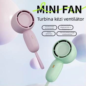 Kis méretű kézi ventilátor USB-s töltéssel, brushless motor, csendes működés