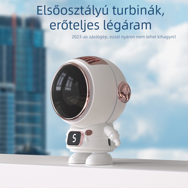 Űr témájú nyakventilátor penge nélkül, digitális kijelzővel – USB táplálás, 5 sebesség, beépített 300–500 mAh akkumulátor