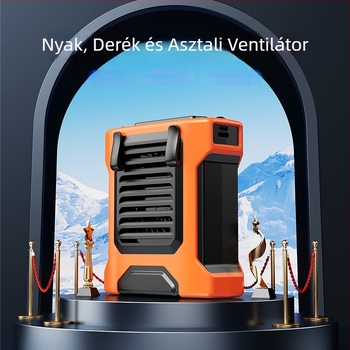 Derék- és nyak USB-s lapát nélküli hordozható ventilátor beépített 4000–6000 mAh akkumulátorral, 4 sebesség, üzemidő 6–8 óra