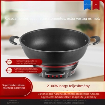 Elektronikus wok tapadásmentes bevonattal, vastagított vasból készült edény, egyben főzés, gőzölés és párolás
