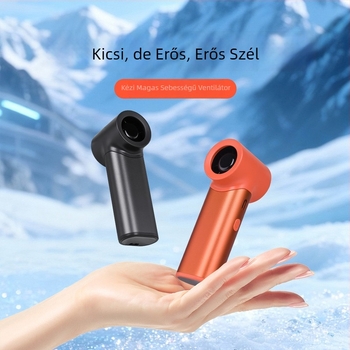 Kézben tartható fém ventilátor, USB töltés, digitális kijelző, 5 sebesség, brushless motor