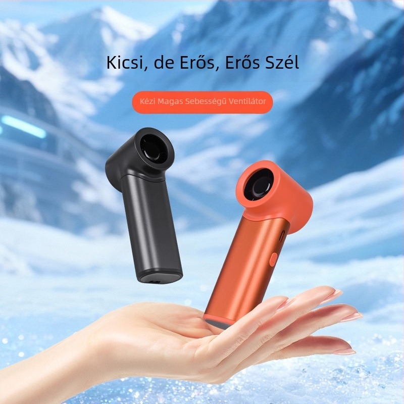 Kézben tartható fém ventilátor, USB töltés, digitális kijelző, 5 sebesség, brushless motor