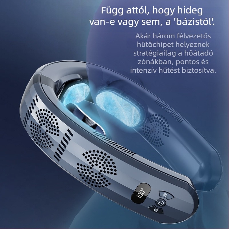 USB-lapát nélküli nyakventilátor fűtéshez és hűtéshez, intelligens állandó hőmérséklet-kontroll, 3 sebesség, beépített >6000mAh akkumulátor, BLDC motor