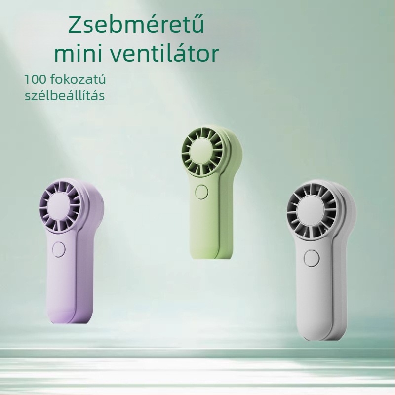 Kézbe tartható hordozható ventilátor, 3 sebességű mini ventilátor beépített akkumulátorral, kültéri tevékenységekhez