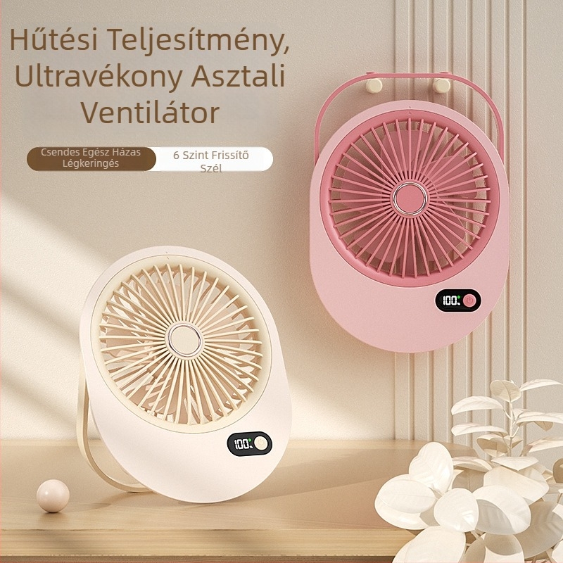 USB-töltésű asztali ventilátor, lapát nélküli, ultra vékony, kompakt és hordozható kollégiumi és irodai használatra, kültéri