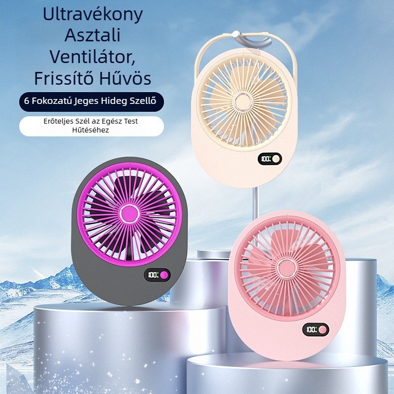 USB-töltésű asztali ventilátor, lapát nélküli, ultra vékony, kompakt és hordozható kollégiumi és irodai használatra, kültéri