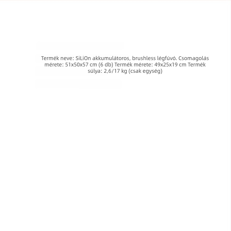 Ipari vezeték nélküli fúvóberendezés beépített vákuummal, brushless motor, Li-ion akkumulátor, feszültségtartomány 111-240V