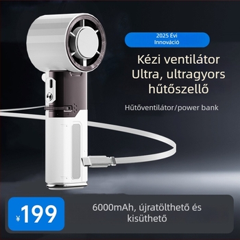 Nyári hordozható ventilátor beépített akkumulátorral, félvezető hűtéssel, turbina dizájn, USB tápellátás