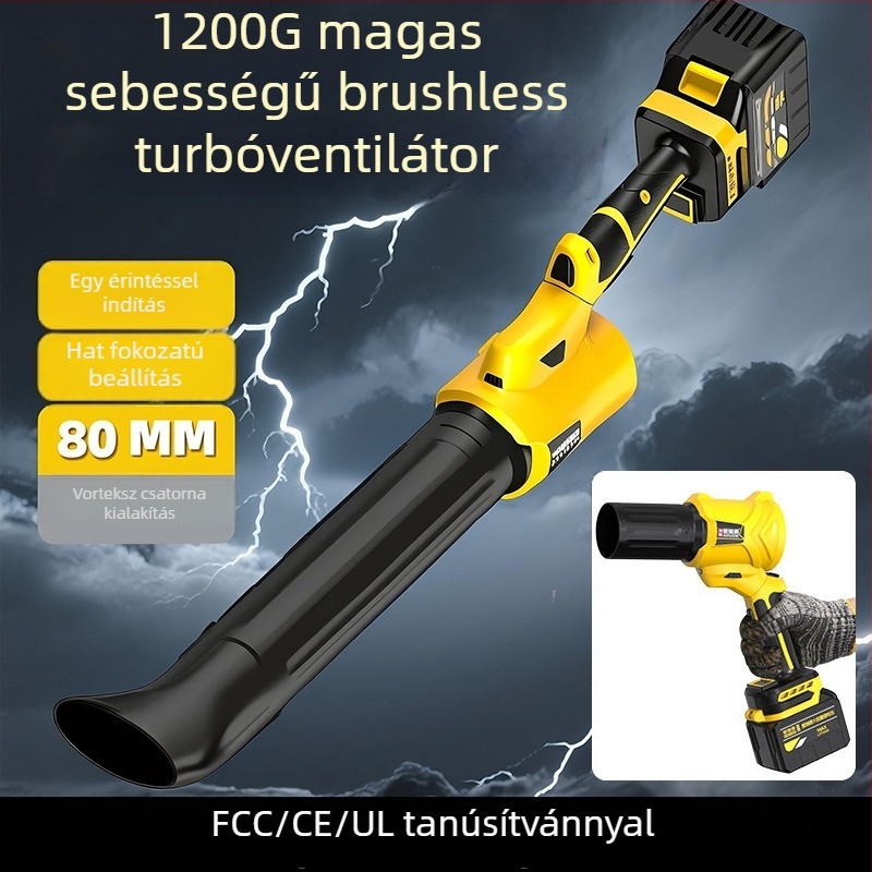 Nélkül vezeték nélküli brushless levélfúvó forgatható fejjel, 21V Li-ion akkumulátor, nagy teljesítmény, vákuum funkció nélkül