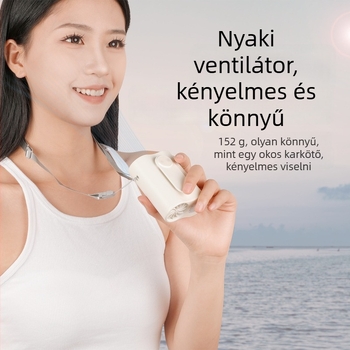 3 az 1-ben derék-/nyak-/kézben tartható ventilátor beépített 2000–4000 mAh akkumulátorral, 5 sebességfokozattal, USB táplálás, brushless motor, zaj <36 dB