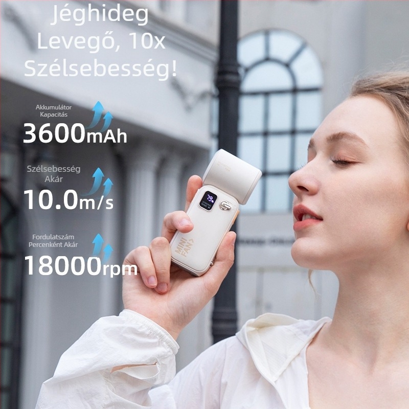 Új digitális kijelzős kézi ventilátor, nagy sebesség, erős légáram, hordozható turbina ventilátor, penge nélküli