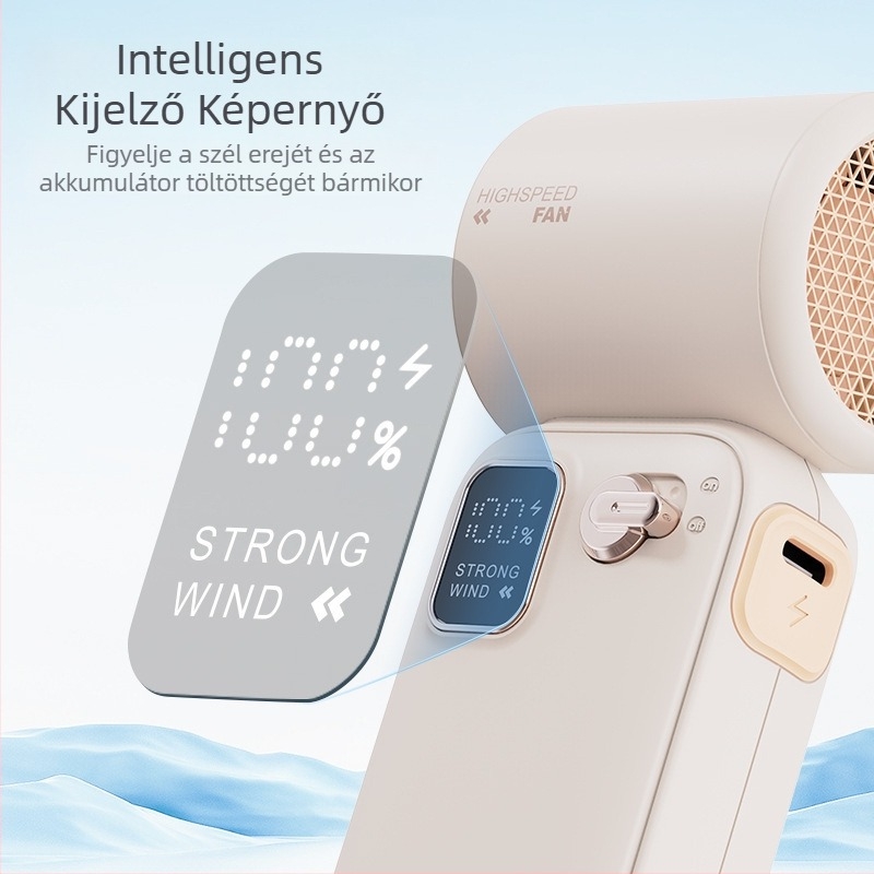Új digitális kijelzős kézi ventilátor, nagy sebesség, erős légáram, hordozható turbina ventilátor, penge nélküli