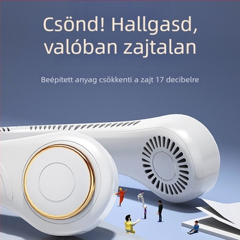 USB-s nyakventilátor, lapátok nélküli, beépített akkumulátor, 3 sebesség, zaj 36 dB alatt