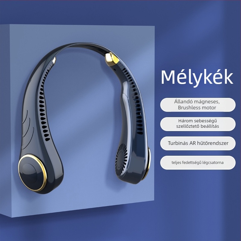 USB-s nyakventilátor, lapátok nélküli, beépített akkumulátor, 3 sebesség, zaj 36 dB alatt