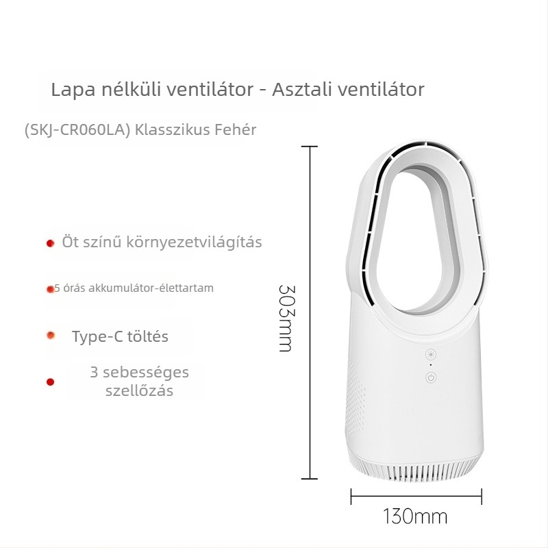 Lapát nélküli toronyventilátor, 060A, USB-tápellátás 5V/6W, brushless motor, érintőképernyős vezérlés
