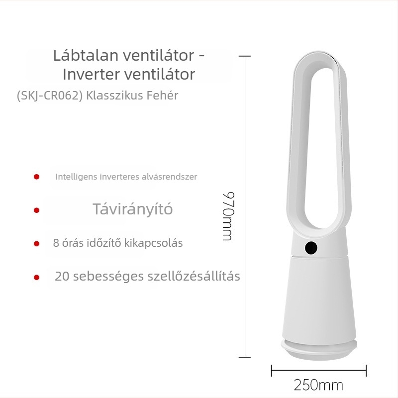 Lapát nélküli toronyventilátor, 060A, USB-tápellátás 5V/6W, brushless motor, érintőképernyős vezérlés