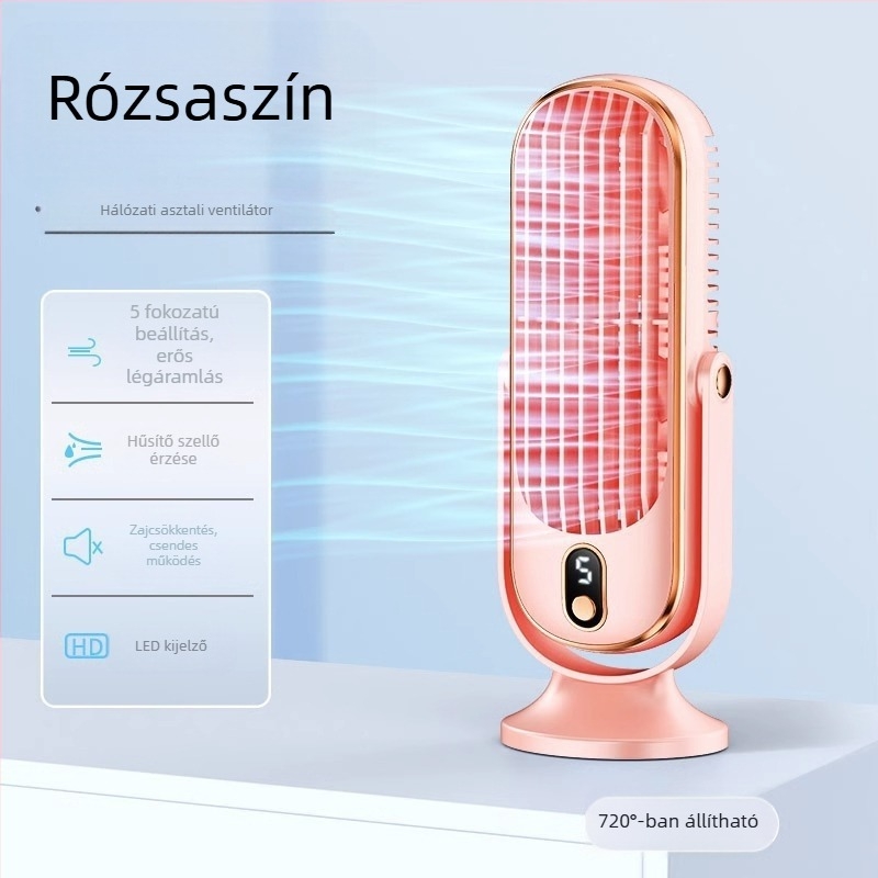 Asztali hordozható USB ventilátor beépített akkumulátorral, oszcilláló fej, autó és otthon használatra, brushless motor