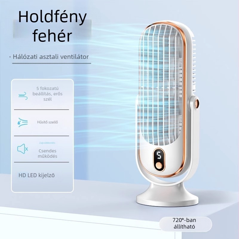 Asztali hordozható USB ventilátor beépített akkumulátorral, oszcilláló fej, autó és otthon használatra, brushless motor