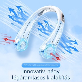 Új penge nélküli nyakventilátor, hordozható mini USB-újratölthető, csendes digitális kijelzővel